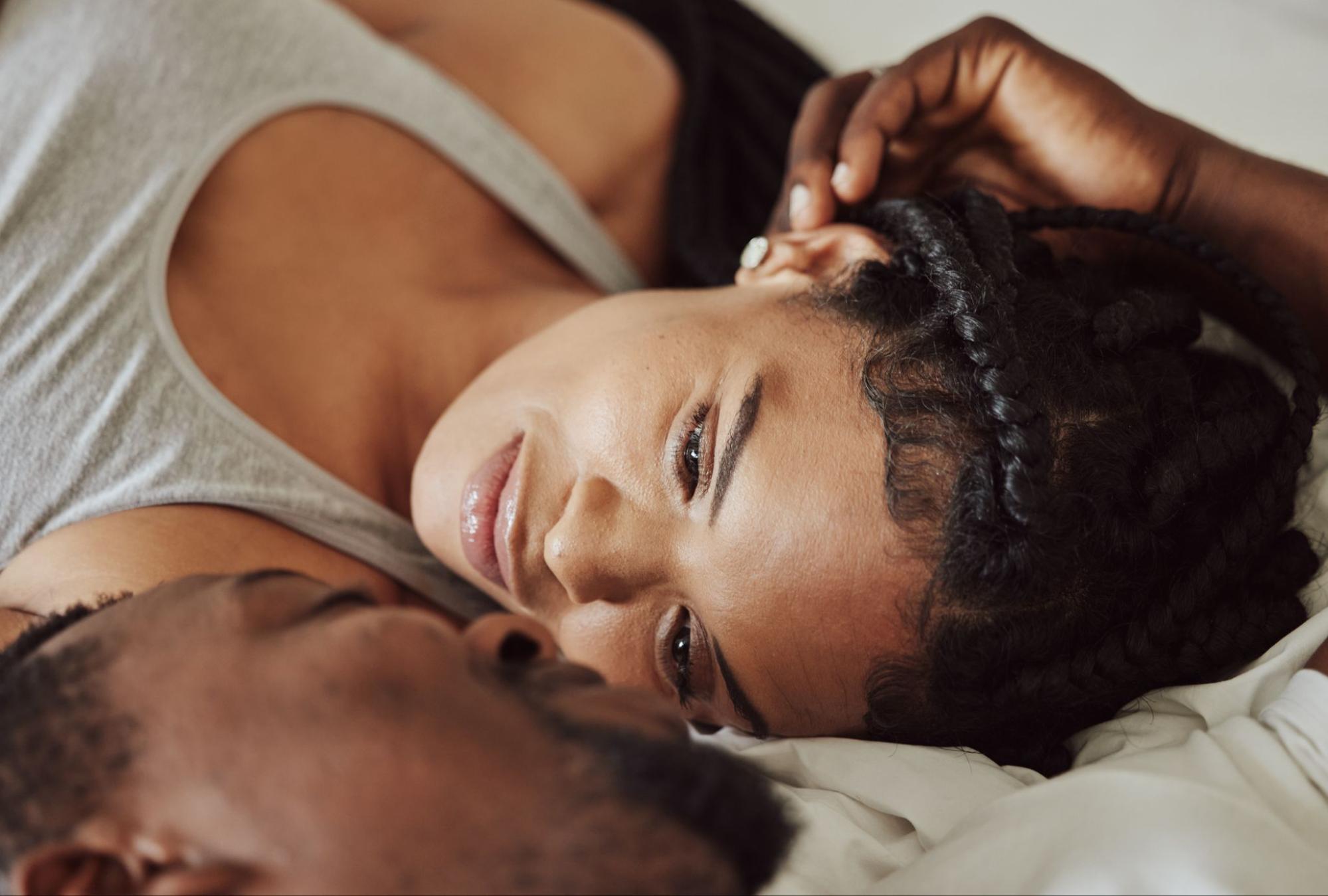 face of a young man and woman in an intimate happy marriage